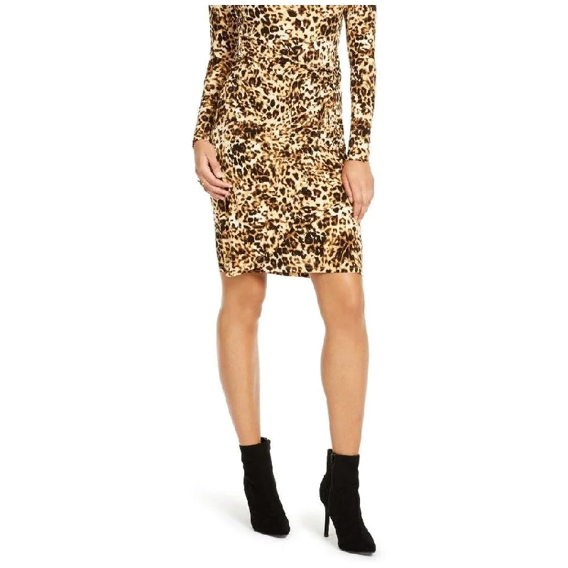 Cute Design Thalia Sodi Women's Chain-Detail Wrap Dress Beige Size Medium