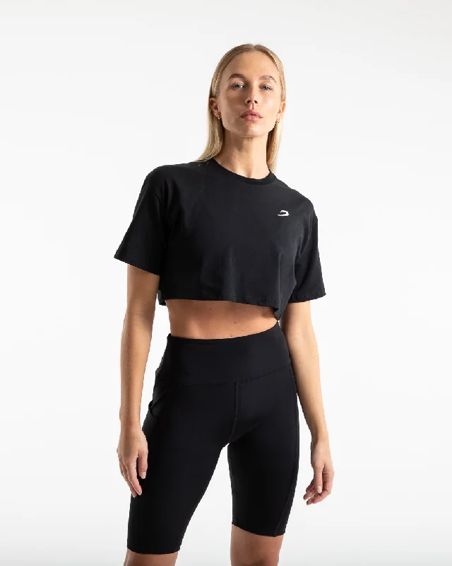 Soft Clothing Cropped Strike T-Shirt - Black