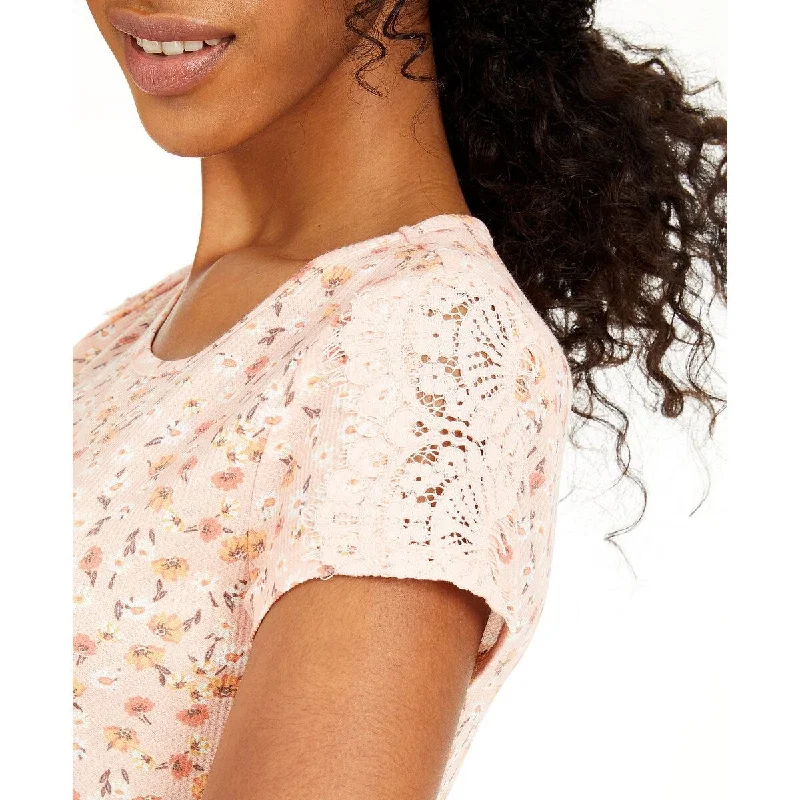 Fashion Innovation Self Esteem Junior's Lace Trim Top Orange Size Large