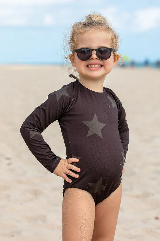 Stretch Design Girls Long Sleeve One-Piece - Stars