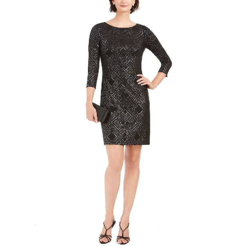Hip-hop Style Jessica Howard Women's Sleeve Jewel Neck Above The Knee A Line Evening Dress Black Size 12