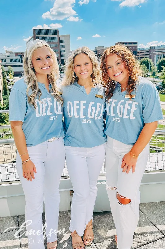 Warm and substantial Dee Gee Light Blue Recruitment Notch Tee