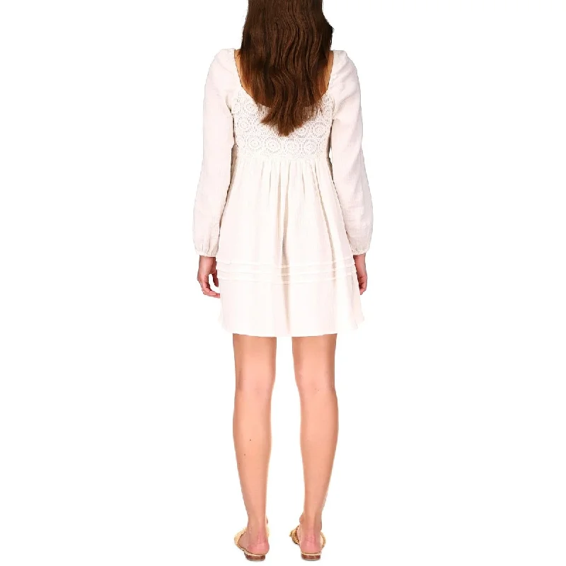 Exquisite Tailoring Sanctuary Women's Long Sleeve Cotton Babydoll Dress White Size X-Large