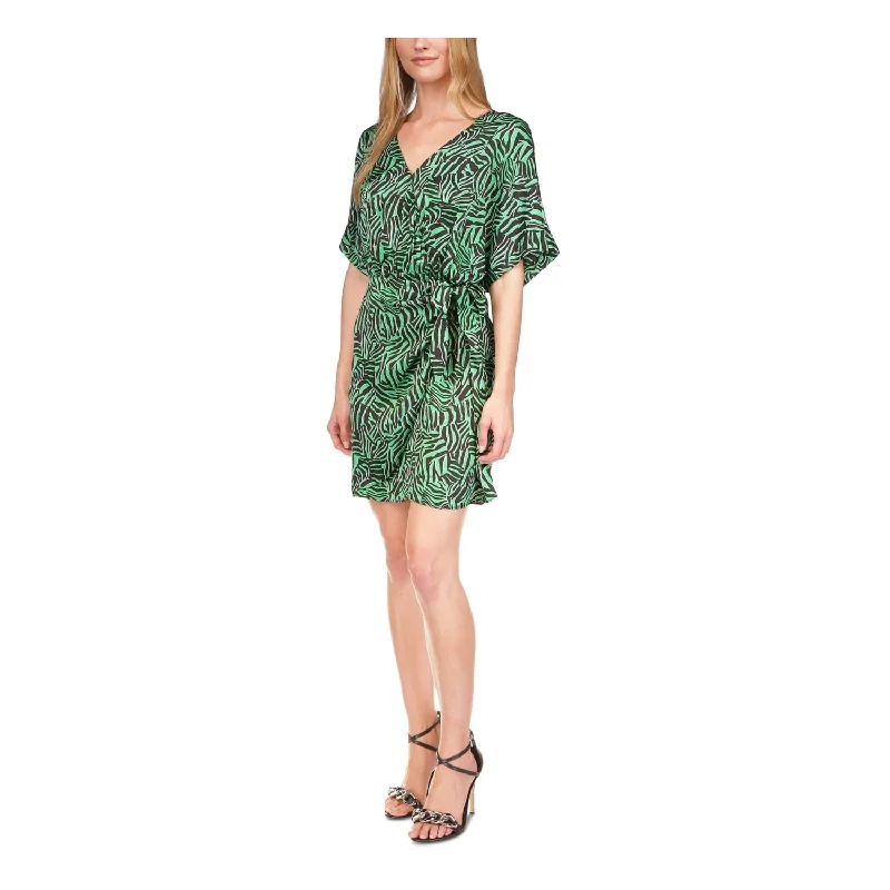 Unique Design Michael Kors Women's Pop Zebra Tie Wrap Dress Green Size X-Small