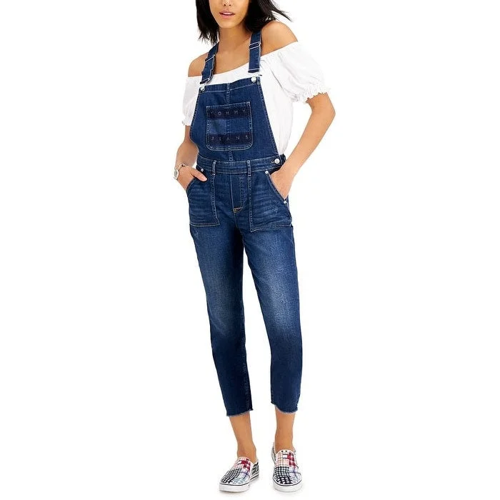Urban Style Tommy Jeans Women's Sleeveless Square Neck Cropped Jumpsuit Blue Size 27