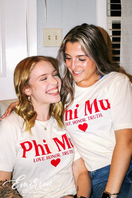 Daily Comfort Phi Mu Love Honor Truth Recruitment Tee