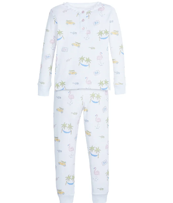 Exquisite Tailoring Little English Ruffled Pajamas in Wish You Were Here