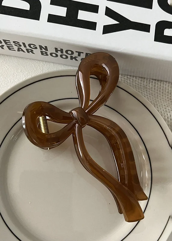 High-quality Design Bow Hair Claw - Brown