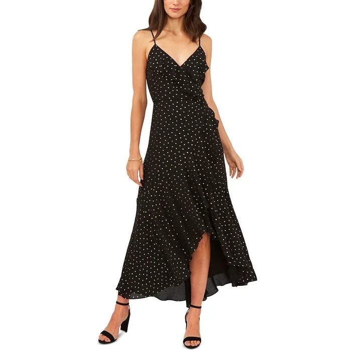Advanced Customization MSK Women's Printed Ruffled Maxi Dress Black Size Petite X-Large - Petite XL