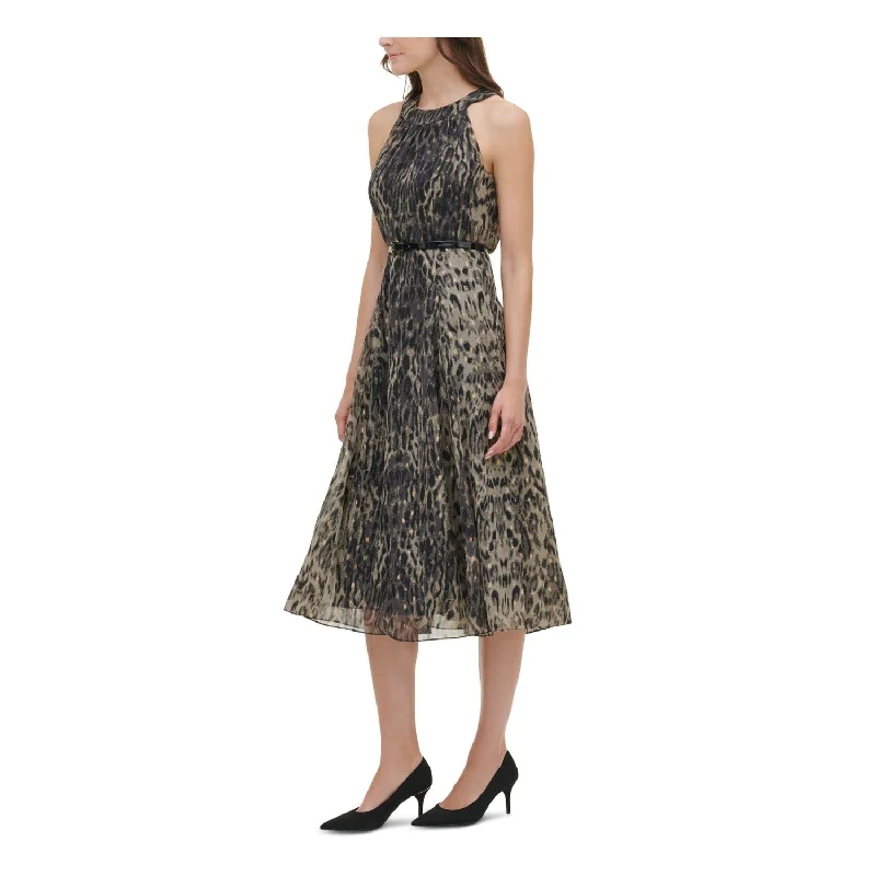 Soft And Comfortable Tommy Hilfiger Women's Sleeveless MIDI Fit and Flare Party Dress Black Size 4