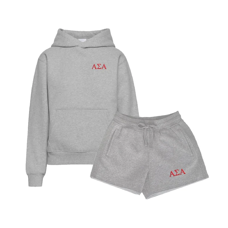 Casual And Versatile Alpha Sigma Alpha Fave Fit Hoodie & Shorts Set