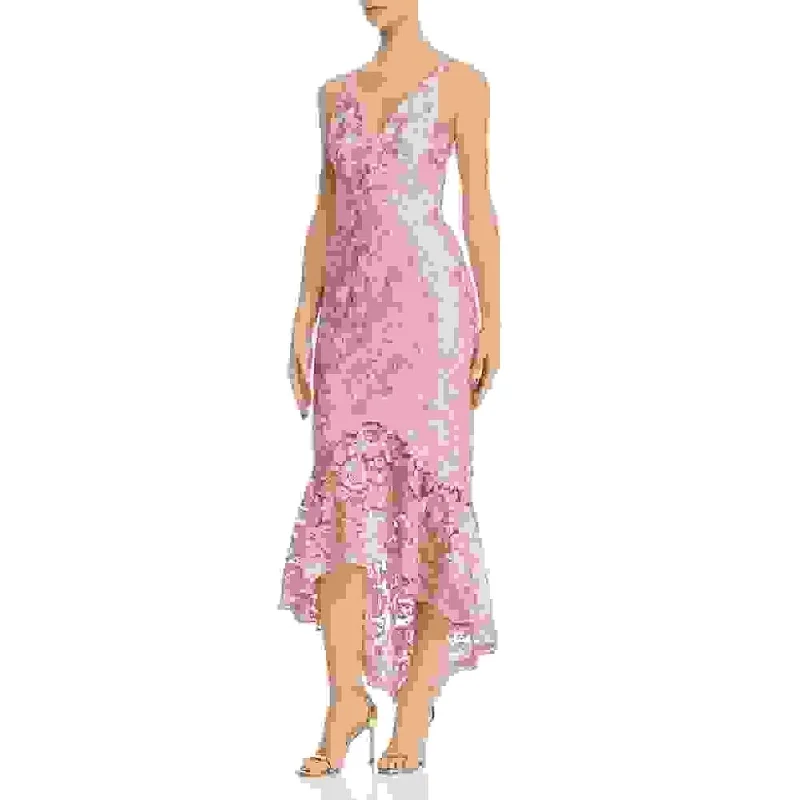 Sports Fitness Style Avery G Women's Shimmery Floral-Embroidered Lace Dress Med Purple Size 10