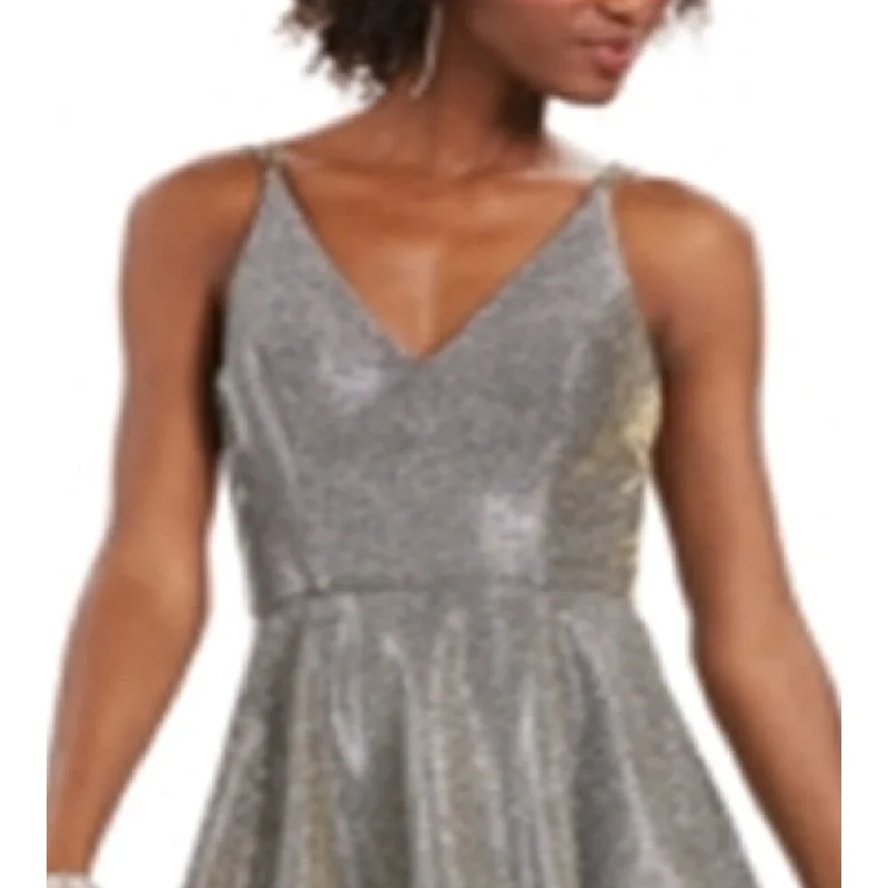 Fashion Expert Xscape Women's Glitter Fit & Flare Dress Grey Size 4