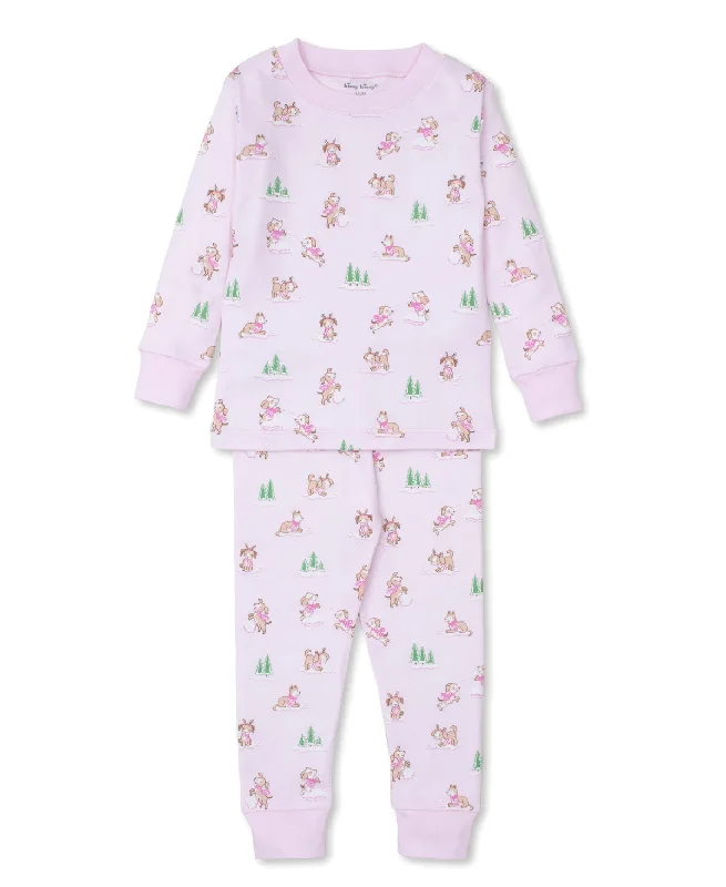 Celebrity Style Kissy Kissy Snugfit Pajama Set in Pink Puppy Snowball Pranks