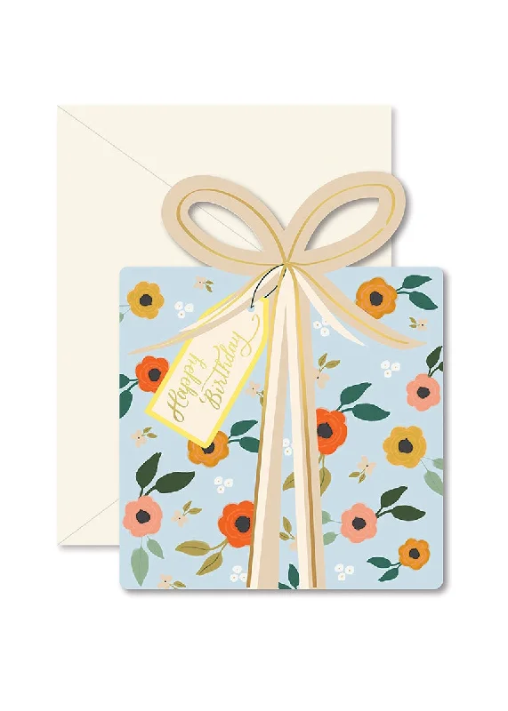Casual Chic Wear Blue Floral Birthday Gift Card