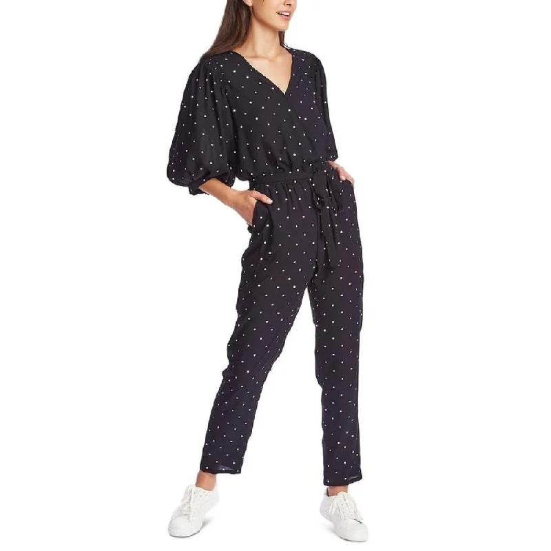 Warm Wear 1.STATE Women's Moonlit Polka Dot Wrap Front Jumpsuit Blue
