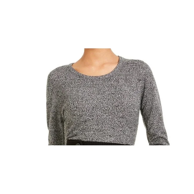 Casual Chic Bcx Women's Color Block Long Sleeve Jewel Neck Short Body Con Dress Grey Size Xx-Small