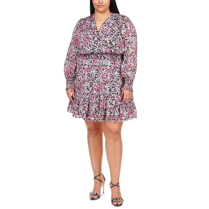 Single item design Michael Kors Women's Julia Floral Print Ruffled Dress Pink