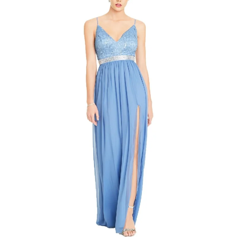 High-end atmosphere Emerald Sundae Women's Sequined Embellished Paisley Spaghetti Strap Sweetheart Neckline Dress Blue Size 7