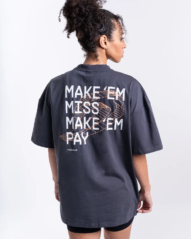 Elegant Classic Make 'Em Miss Oversized T-Shirt - Charcoal