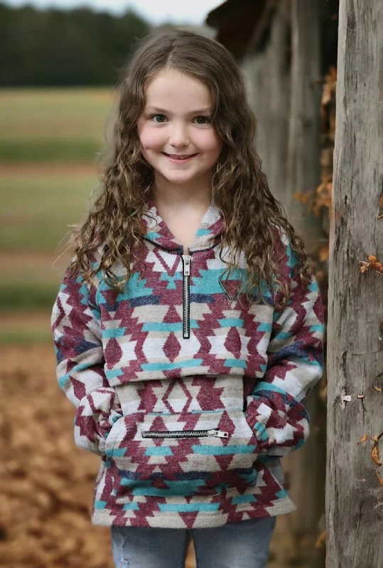 Knitted Design Mama / Mini Burgundy/Teal Aztec Pullover