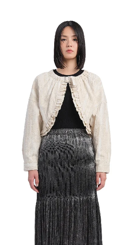 Elegant And Noble Cropped Ruffles Jacket