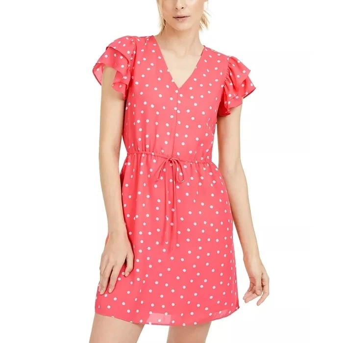 Fashion Pioneer Maison Jules Women's Printed Drawstring Waist Dress Orange Size Large