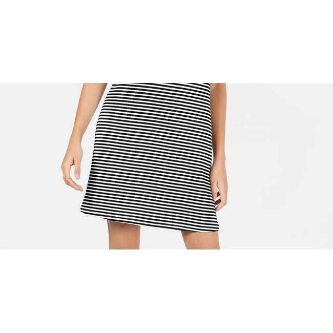 Fashionable sports Maison Jules Women's Striped Sleeveless Halter Above The Knee Shift Dress Black Size X-Small