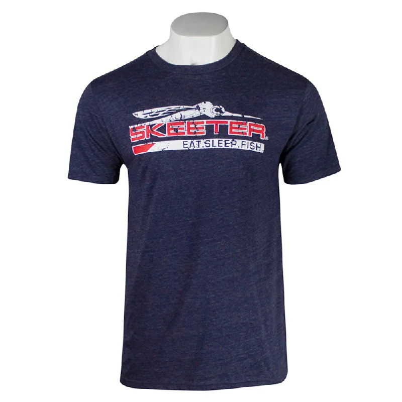 Stylish Wear Eat Sleep Fish Navy Tri Blend Tee