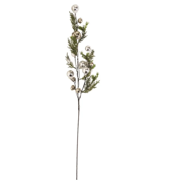 Economic Outlook 51573A-SI 35" Snowy Pine Branch Silver Bells