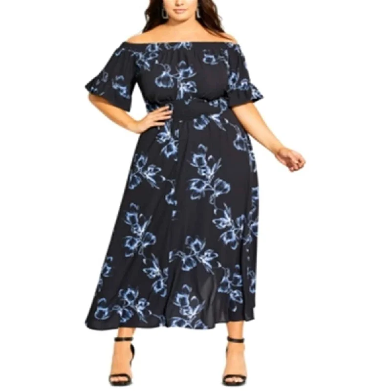 Design And Tailoring City Chic Women's Trendy Hiroto Floral Maxi Dress Black Size 24W Design And Tailoring City Chic Women's Trendy Hiroto Floral Maxi Dress Black Size 24W