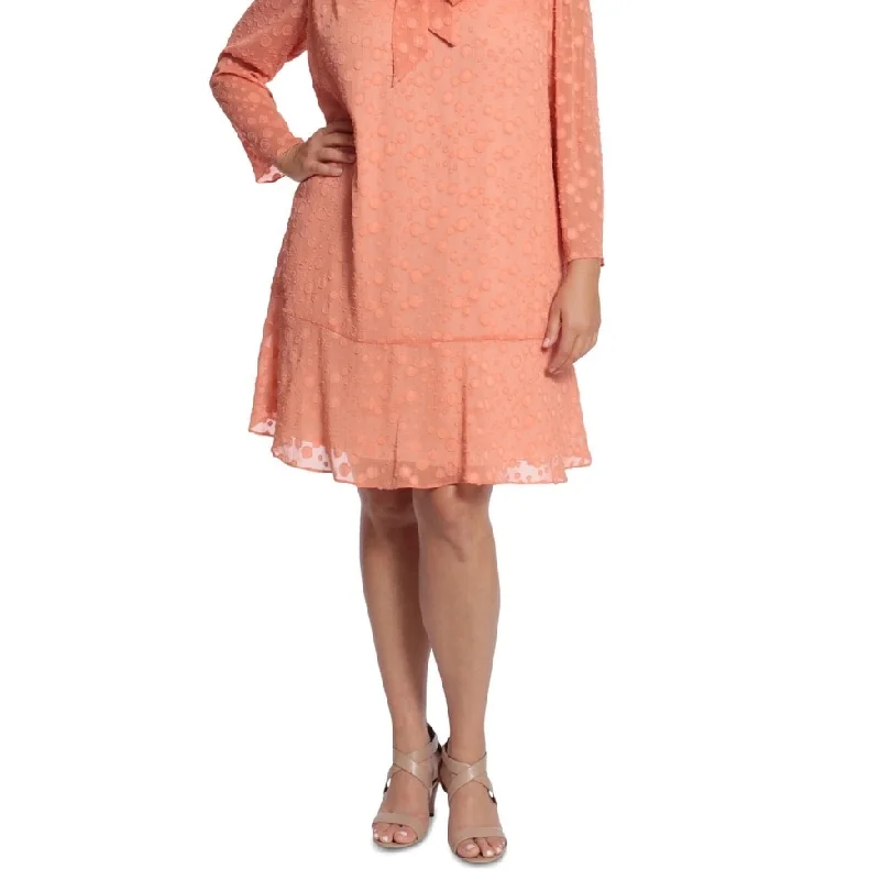Street Fashion London Times Women's Tie Neck Shift Dress Orange Size 20W