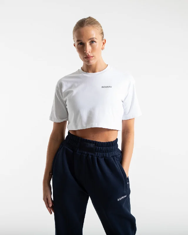 Boutique style Cropped BOXRAW T-Shirt - White