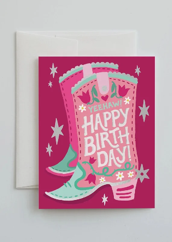 Easy Style Cowgirl Boot Birthday Card