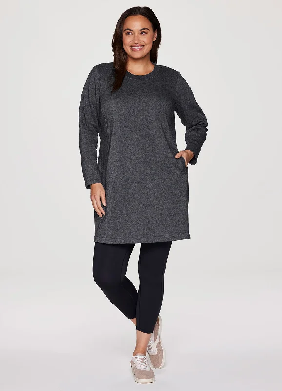 Comfortable And Casual Plus Prime Fleece Crewneck Dress