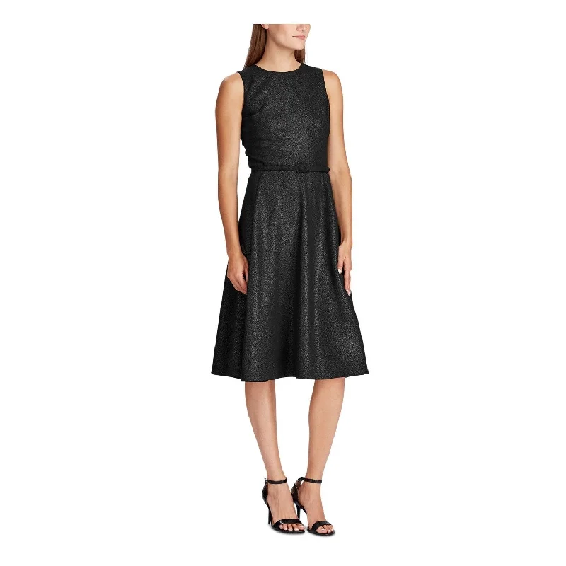 Celebrity Style Ralph Lauren Women's Sleeveless Jewel Neck Below the Knee Evening Fit Flare Dress Black Size 2 Celebrity Style Ralph Lauren Women's Sleeveless Jewel Neck Below the Knee Evening Fit Flare Dress Black Size 2
