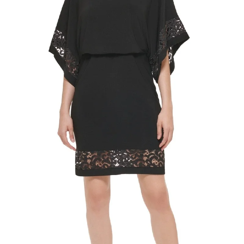 Cozy Look Jessica Howard Women's Lace Inset Blouson Dress Black Size 12