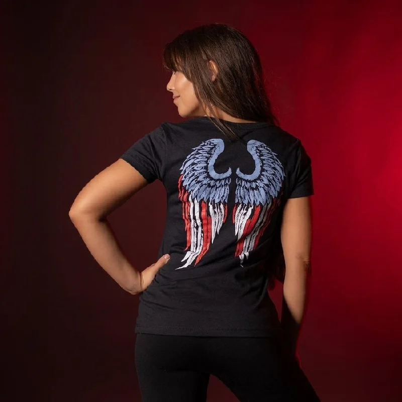 Sports Vitality Style Women's Freedom Angel V-Neck - Black