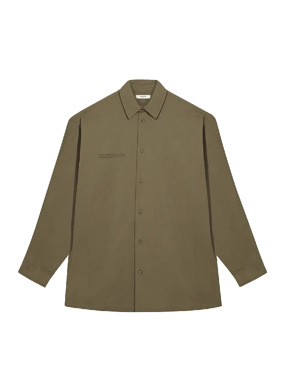 Basic Version Cotton Linen Long Sleeve Overshirt—soil brown