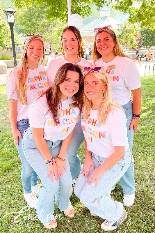 Fashion Elements Alpha Omicron Pi Colorful Block Letter Tee