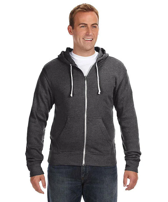 Sports And Leisure JA8872 - J America Adult Triblend Full-Zip Fleece Hooded Sweatshirt | Black Triblend