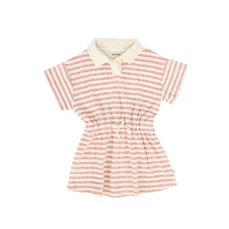 Sports Yoga Style MY LITTLE COZMO ROSE STRIPED TERRY COLLAR DRESS