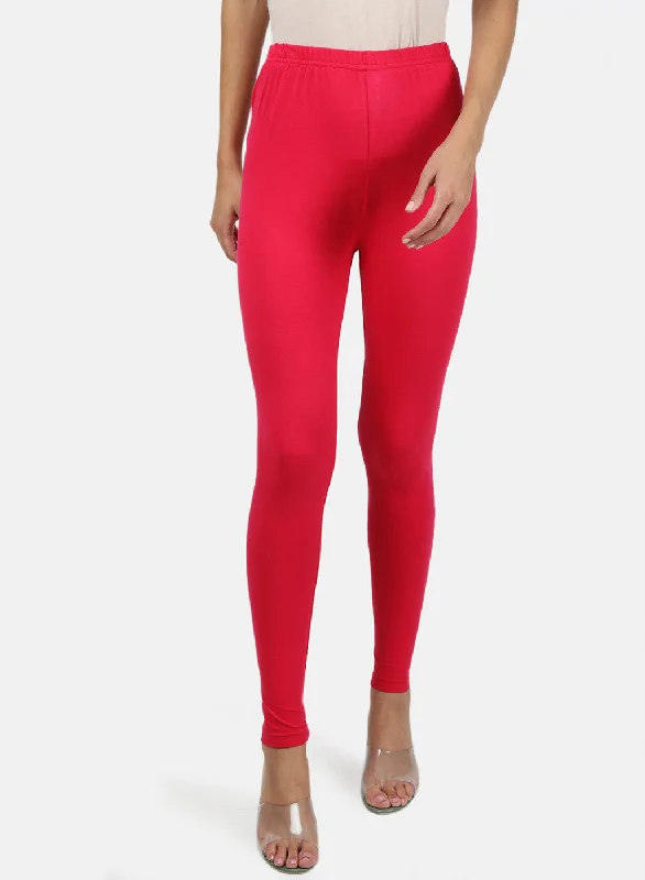 Low-key Luxury Womens Red Plain Legging
