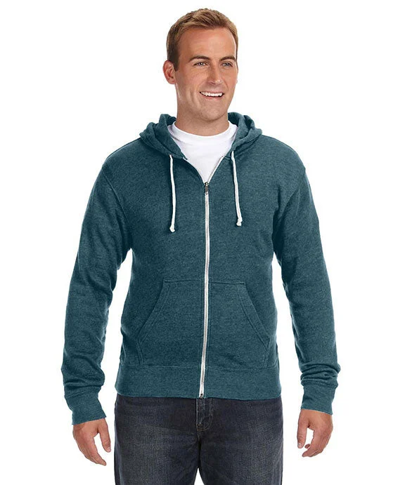 Youthful Street Fashion JA8872 - J America Adult Triblend Full-Zip Fleece Hooded Sweatshirt | Navy Triblend