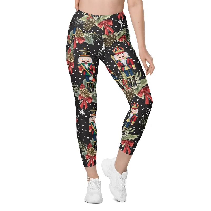 Cool Breeze At Night Jolly Nutcrackers Leggings With Pockets
