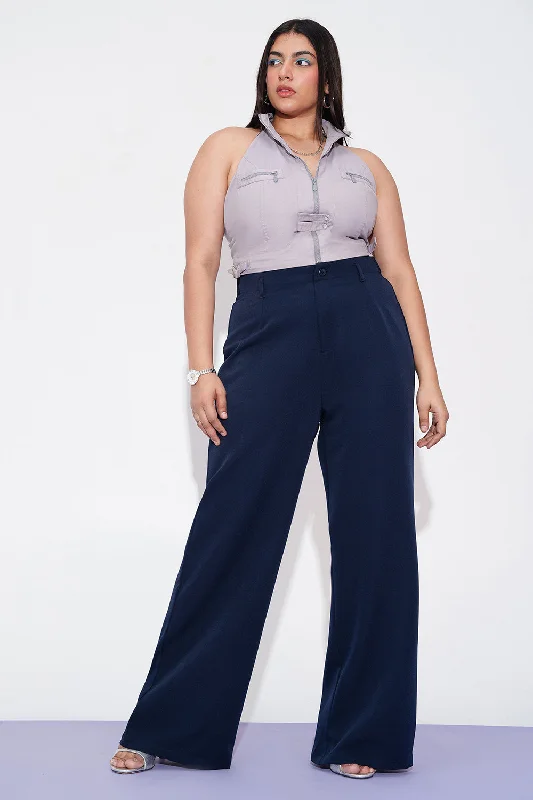 Street Graffiti Design Neon Navy Curve Adjustable Korean Pants