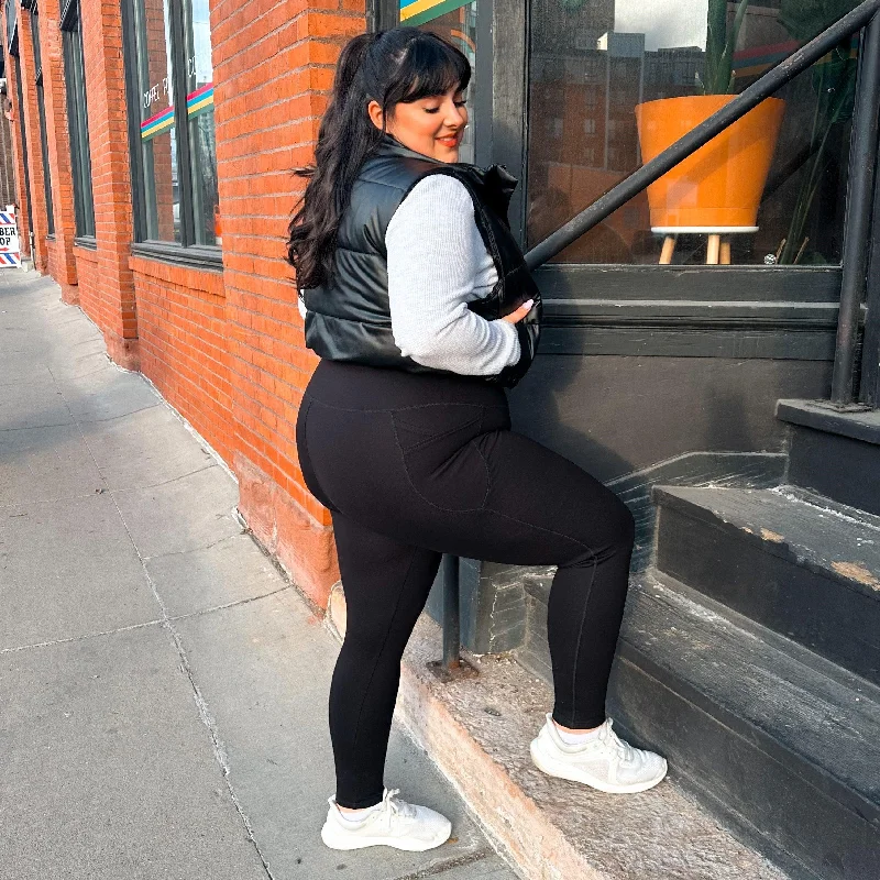 Simple Style Long Squat Proof Leggings - Black (V2)
