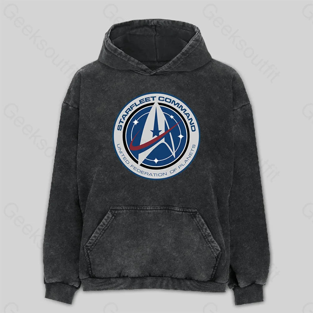Sports Trend Cosmic Voyage Discovery Starfleet Command Washed Hoodie