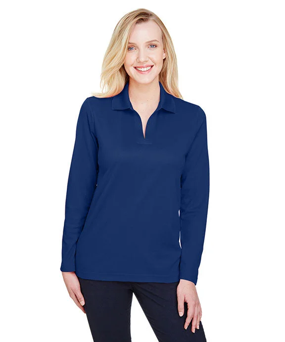 Perfect Tailoring DG20LW - Devon & Jones CrownLux Performance® Ladies Plaited Long Sleeve Polo Shirt | True Royal