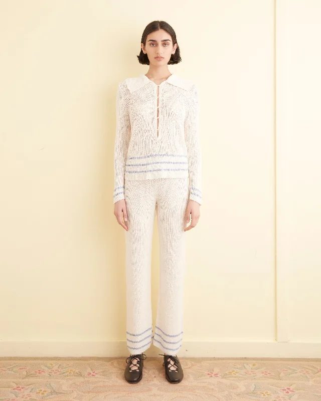 Stand-up collar design Quincy Stripe Joggers - Cream